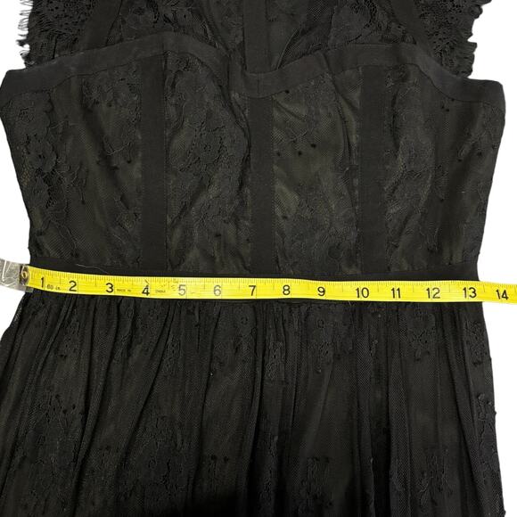 Parker Black lace cocktail dress 2  gothic witchy goblincore midi sheer illusion - Picture 11 of 15